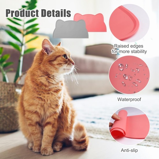 2 Stück Napfunterlage Silikon Katzen Wasserdichtem, 44 X 25.5 cm Napf Matte Katze mit Rand, Anti-Rutsch Haustier Fütterung, Topflappen Futterunterlage Hund, für Hunde, Katzen, Kaninchen (Rosa,Grau) 2 Stück Napfunterlage Silikon Katzen Wasserdichtem, 44 X 25.5 cm Napf Matte Katze mit Rand, Anti-Rutsch Haustier Fütterung, Topflappen Futterunterlage Hund, für Hunde, Katzen, Kaninchen (Rosa,Grau)