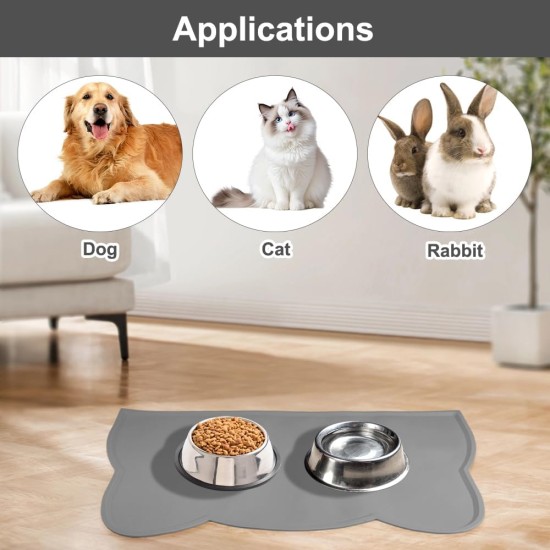 2 Stück Napfunterlage Silikon Katzen Wasserdichtem, 44 X 25.5 cm Napf Matte Katze mit Rand, Anti-Rutsch Haustier Fütterung, Topflappen Futterunterlage Hund, für Hunde, Katzen, Kaninchen (Rosa,Grau) 2 Stück Napfunterlage Silikon Katzen Wasserdichtem, 44 X 25.5 cm Napf Matte Katze mit Rand, Anti-Rutsch Haustier Fütterung, Topflappen Futterunterlage Hund, für Hunde, Katzen, Kaninchen (Rosa,Grau)