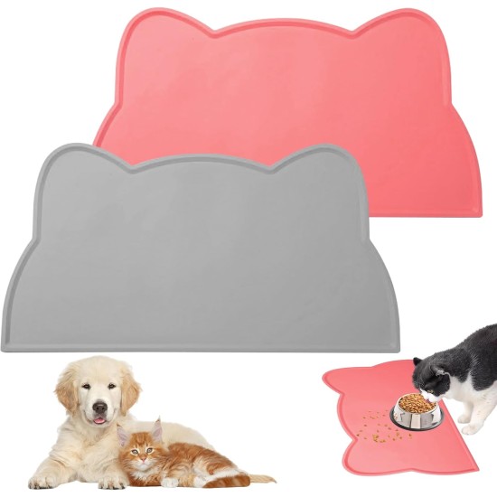 2 Stück Napfunterlage Silikon Katzen Wasserdichtem, 44 X 25.5 cm Napf Matte Katze mit Rand, Anti-Rutsch Haustier Fütterung, Topflappen Futterunterlage Hund, für Hunde, Katzen, Kaninchen (Rosa,Grau) 2 Stück Napfunterlage Silikon Katzen Wasserdichtem, 44 X 25.5 cm Napf Matte Katze mit Rand, Anti-Rutsch Haustier Fütterung, Topflappen Futterunterlage Hund, für Hunde, Katzen, Kaninchen (Rosa,Grau)