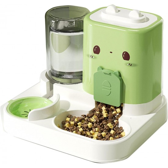 2-in-1 Automatic Cat Food & Water Dispenser Set - 1.5 L Water + 2.2 L Automatic Feeder, Large Dispenser Set for Cats, Small Dogs & Puppies, Long-Lasting Supply (Green) 2-in-1 Automatic Cat Food & Water Dispenser Set - 1.5 L Water + 2.2 L Automatic Feeder, Large Dispenser Set for Cats, Small Dogs & Puppies, Long-Lasting Supply (Green)
