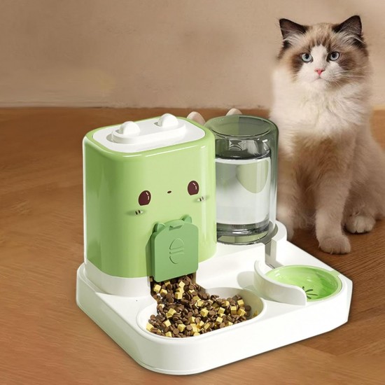 2-in-1 Automatic Cat Food & Water Dispenser Set - 1.5 L Water + 2.2 L Automatic Feeder, Large Dispenser Set for Cats, Small Dogs & Puppies, Long-Lasting Supply (Green) 2-in-1 Automatic Cat Food & Water Dispenser Set - 1.5 L Water + 2.2 L Automatic Feeder, Large Dispenser Set for Cats, Small Dogs & Puppies, Long-Lasting Supply (Green)