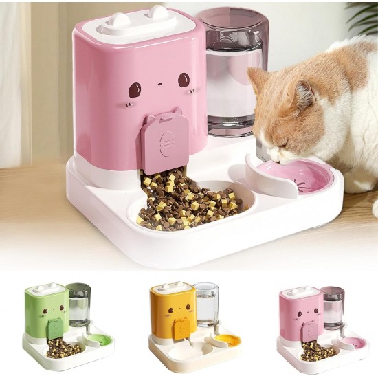 2-in-1 Automatic Cat Food & Water Dispenser Set - 1.5 L Water + 2.2 L Automatic Feeder, Large Dispenser Set for Cats, Small Dogs & Puppies, Long-Lasting Supply (Green) 2-in-1 Automatic Cat Food & Water Dispenser Set - 1.5 L Water + 2.2 L Automatic Feeder, Large Dispenser Set for Cats, Small Dogs & Puppies, Long-Lasting Supply (Green)