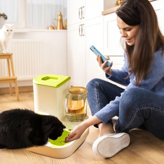 2-in-1 Automatic Food and Water Dispenser for Pets, Large Capacity Cat Feeder for Pets, Easy to Clean, for Wet/Dry Food 2-in-1 Automatic Food and Water Dispenser for Pets, Large Capacity Cat Feeder for Pets, Easy to Clean, for Wet/Dry Food