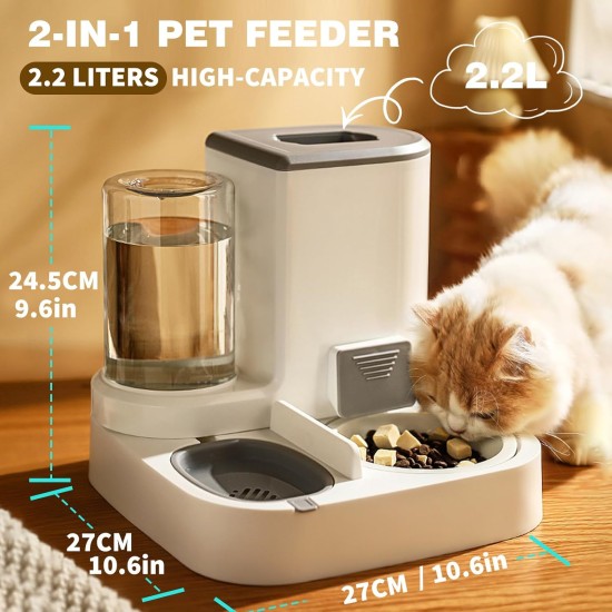 2-in-1 Automatic Food and Water Dispenser for Pets, Large Capacity Cat Feeder for Pets, Easy to Clean, for Wet/Dry Food 2-in-1 Automatic Food and Water Dispenser for Pets, Large Capacity Cat Feeder for Pets, Easy to Clean, for Wet/Dry Food