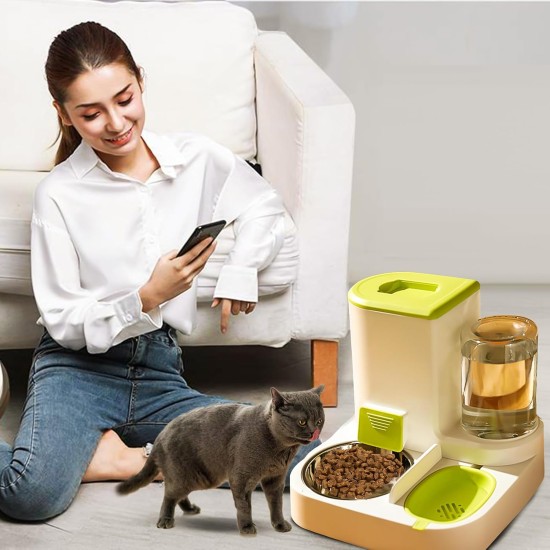 2-in-1 Automatic Food and Water Dispenser for Pets, Large Capacity Cat Feeder for Pets, Easy to Clean, for Wet/Dry Food 2-in-1 Automatic Food and Water Dispenser for Pets, Large Capacity Cat Feeder for Pets, Easy to Clean, for Wet/Dry Food