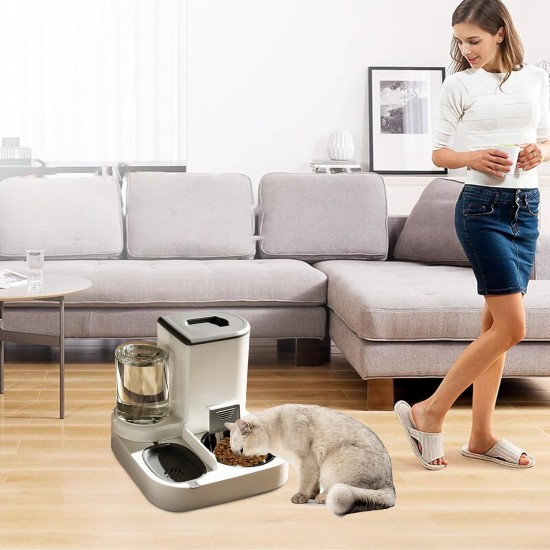 2-in-1 Automatic Food and Water Dispenser for Pets, Large Capacity Cat Feeder for Pets, Easy to Clean, for Wet/Dry Food 2-in-1 Automatic Food and Water Dispenser for Pets, Large Capacity Cat Feeder for Pets, Easy to Clean, for Wet/Dry Food