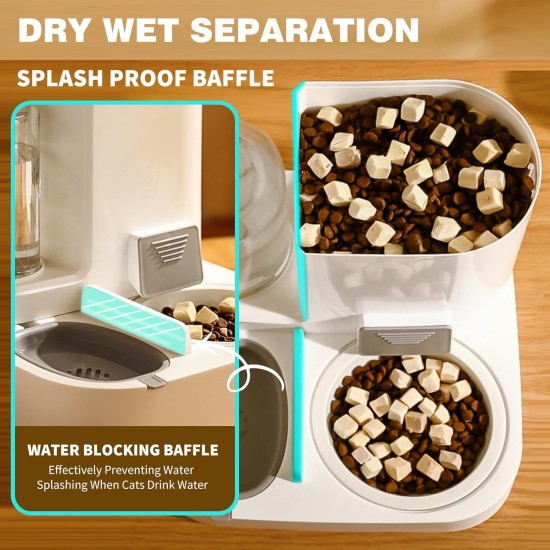 2-in-1 Automatic Food and Water Dispenser for Pets, Large Capacity Cat Feeder for Pets, Easy to Clean, for Wet/Dry Food 2-in-1 Automatic Food and Water Dispenser for Pets, Large Capacity Cat Feeder for Pets, Easy to Clean, for Wet/Dry Food