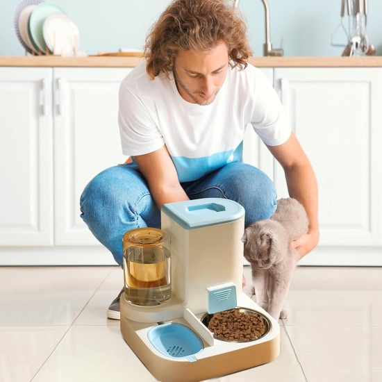 2-in-1 Automatic Food and Water Dispenser for Pets, Large Capacity Cat Feeder for Pets, Easy to Clean, for Wet/Dry Food 2-in-1 Automatic Food and Water Dispenser for Pets, Large Capacity Cat Feeder for Pets, Easy to Clean, for Wet/Dry Food