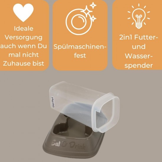 2 x Automatic Feeder Water Dispenser 2-in-1 Automatic Feeder Water Dispenser for Dogs Cats Water and Dry Food Automatic Dispenser 700 ml 2 x Automatic Feeder Water Dispenser 2-in-1 Automatic Feeder Water Dispenser for Dogs Cats Water and Dry Food Automatic Dispenser 700 ml