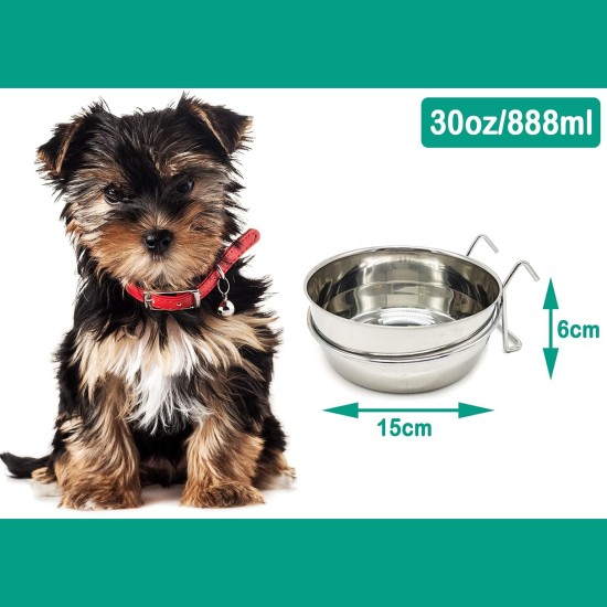 2 x Dog Cage Bowl Stainless Steel with Hooks Food Container 4 Sizes Hanging Food Bowl for Birds Parrot Small Dog BPS-11132x2 2 x Dog Cage Bowl Stainless Steel with Hooks Food Container 4 Sizes Hanging Food Bowl for Birds Parrot Small Dog BPS-11132x2
