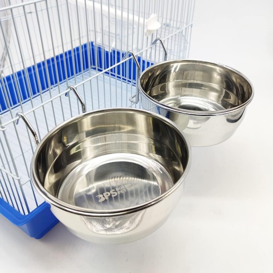 2 x Dog Cage Bowl Stainless Steel with Hooks Food Container 4 Sizes Hanging Food Bowl for Birds Parrot Small Dog BPS-11132x2 2 x Dog Cage Bowl Stainless Steel with Hooks Food Container 4 Sizes Hanging Food Bowl for Birds Parrot Small Dog BPS-11132x2