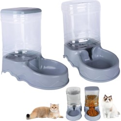 2pcs Automatic Cat Food and Water Dispenser, 3.5 L Small Medium Pet Automatic Food and Water Dispenser Driving Supply Feeder for Small and Medium and Large 2pcs Automatic Cat Food and Water Dispenser, 3.5 L Small Medium Pet Automatic Food and Water Dispenser Driving Supply Feeder for Small and Medium and Large