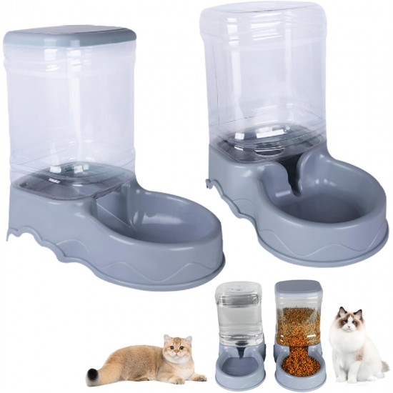 2pcs Automatic Cat Food and Water Dispenser, 3.5 L Small Medium Pet Automatic Food and Water Dispenser Driving Supply Feeder for Small and Medium and Large 2pcs Automatic Cat Food and Water Dispenser, 3.5 L Small Medium Pet Automatic Food and Water Dispenser Driving Supply Feeder for Small and Medium and Large