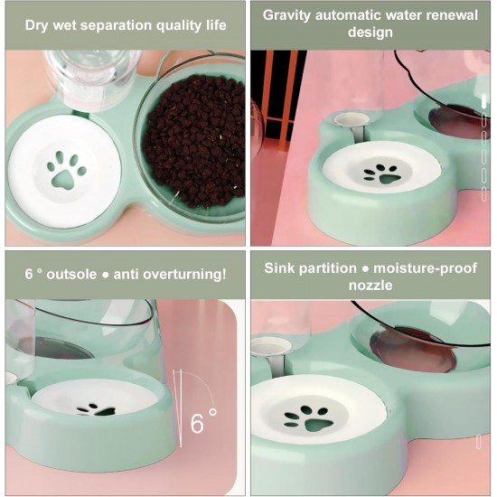 3 in 1 Cat Feeding Bowls, Cat Bowl Set, 15° Tilting Cat Bowls, Cat Accessories, Cat Bowl Set of 3, with Automatic Water Bottle, Cat Accessories, for Small and Medium Dogs and Cats 3 in 1 Cat Feeding Bowls, Cat Bowl Set, 15° Tilting Cat Bowls, Cat Accessories, Cat Bowl Set of 3, with Automatic Water Bottle, Cat Accessories, for Small and Medium Dogs and Cats