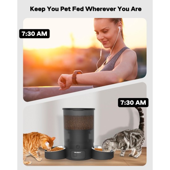 3L Automatic Cat Feeder 2 Bowls, 2.4G/5G WiFi Smart Cat Food Automatic with App Control, Feeder for Cats/Dogs, Timed Pet Feeder Programmable 1-10 Meals, 10s Meal Call 3L Automatic Cat Feeder 2 Bowls, 2.4G/5G WiFi Smart Cat Food Automatic with App Control, Feeder for Cats/Dogs, Timed Pet Feeder Programmable 1-10 Meals, 10s Meal Call