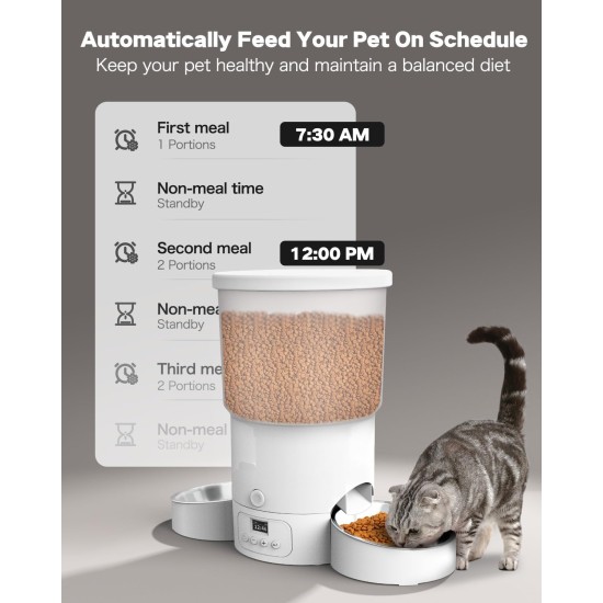3L Automatic Cat Feeder 2 Bowls, 2.4G/5G WiFi Smart Cat Food Automatic with App Control, Feeder for Cats/Dogs, Timed Pet Feeder Programmable 1-10 Meals, 10s Meal Call 3L Automatic Cat Feeder 2 Bowls, 2.4G/5G WiFi Smart Cat Food Automatic with App Control, Feeder for Cats/Dogs, Timed Pet Feeder Programmable 1-10 Meals, 10s Meal Call