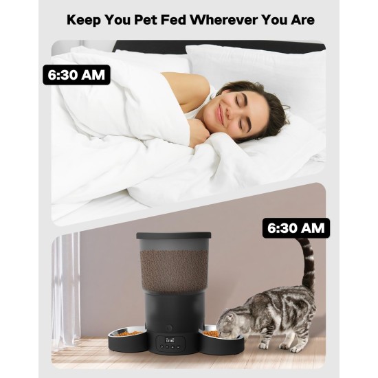 3L Automatic Cat Feeder 2 Bowls, 2.4G/5G WiFi Smart Cat Food Automatic with App Control, Feeder for Cats/Dogs, Timed Pet Feeder Programmable 1-10 Meals, 10s Meal Call 3L Automatic Cat Feeder 2 Bowls, 2.4G/5G WiFi Smart Cat Food Automatic with App Control, Feeder for Cats/Dogs, Timed Pet Feeder Programmable 1-10 Meals, 10s Meal Call