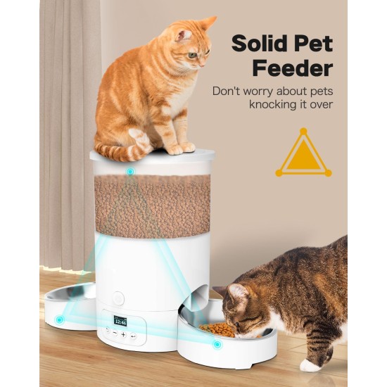 3L Automatic Cat Feeder 2 Bowls, 2.4G/5G WiFi Smart Cat Food Automatic with App Control, Feeder for Cats/Dogs, Timed Pet Feeder Programmable 1-10 Meals, 10s Meal Call 3L Automatic Cat Feeder 2 Bowls, 2.4G/5G WiFi Smart Cat Food Automatic with App Control, Feeder for Cats/Dogs, Timed Pet Feeder Programmable 1-10 Meals, 10s Meal Call