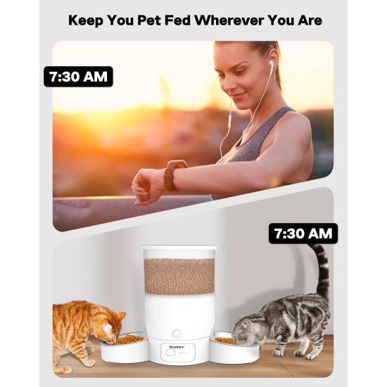 3L Automatic Cat Feeder 2 Bowls, 2.4G/5G WiFi Smart Cat Food Automatic with App Control, Feeder for Cats/Dogs, Timed Pet Feeder Programmable 1-10 Meals, 10s Meal Call 3L Automatic Cat Feeder 2 Bowls, 2.4G/5G WiFi Smart Cat Food Automatic with App Control, Feeder for Cats/Dogs, Timed Pet Feeder Programmable 1-10 Meals, 10s Meal Call