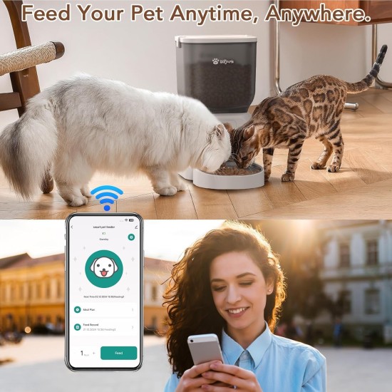4L Automatic Cat Feeder, App Control, WiFi Intelligent Cat Food, 6 Meals a Day, Feeder for Cats/Dogs, Cat Feeder with Stainless Steel Bowl, White 4L Automatic Cat Feeder, App Control, WiFi Intelligent Cat Food, 6 Meals a Day, Feeder for Cats/Dogs, Cat Feeder with Stainless Steel Bowl, White