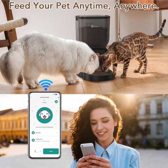 4L Automatic Cat Feeder, App Control, WiFi Intelligent Cat Food, 6 Meals a Day, Feeder for Cats/Dogs, Cat Feeder with Stainless Steel Bowl, White 4L Automatic Cat Feeder, App Control, WiFi Intelligent Cat Food, 6 Meals a Day, Feeder for Cats/Dogs, Cat Feeder with Stainless Steel Bowl, White
