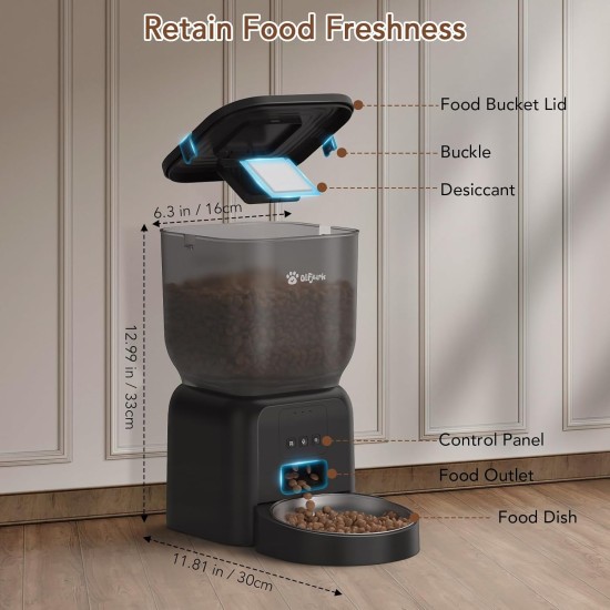 4L Automatic Cat Feeder, App Control, WiFi Intelligent Cat Food, 6 Meals a Day, Feeder for Cats/Dogs, Cat Feeder with Stainless Steel Bowl, White 4L Automatic Cat Feeder, App Control, WiFi Intelligent Cat Food, 6 Meals a Day, Feeder for Cats/Dogs, Cat Feeder with Stainless Steel Bowl, White