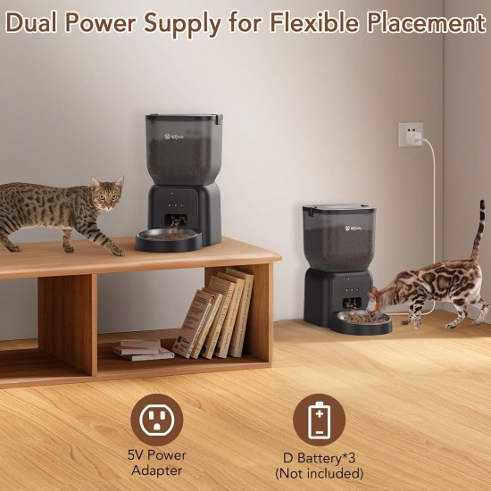 4L Automatic Cat Feeder, App Control, WiFi Intelligent Cat Food, 6 Meals a Day, Feeder for Cats/Dogs, Cat Feeder with Stainless Steel Bowl, White 4L Automatic Cat Feeder, App Control, WiFi Intelligent Cat Food, 6 Meals a Day, Feeder for Cats/Dogs, Cat Feeder with Stainless Steel Bowl, White