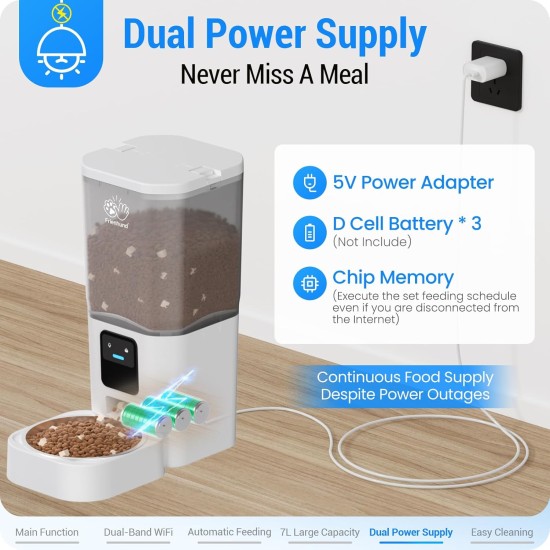 5G WiFi Automatic Cat Feeder: Cat Feeder with App Control, Automatic Feeder Dog with 7 L Cat Food Storage Container, Cat Food Automatic with Alexa for Multiple Pets, Removable for Cleaning 5G WiFi Automatic Cat Feeder: Cat Feeder with App Control, Automatic Feeder Dog with 7 L Cat Food Storage Container, Cat Food Automatic with Alexa for Multiple Pets, Removable for Cleaning