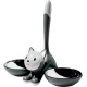A Di Alessi Tigrito Cat Bowl in 18/10 Stainless Steel and Thermoplastic Resin, Black A Di Alessi Tigrito Cat Bowl in 18/10 Stainless Steel and Thermoplastic Resin, Black