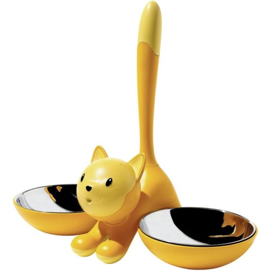 A Di Alessi Tigrito Cat Bowl in 18/10 Stainless Steel and Thermoplastic Resin, Black A Di Alessi Tigrito Cat Bowl in 18/10 Stainless Steel and Thermoplastic Resin, Black