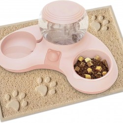 ALLSOPETS Double Bowl Cats 2 in 1 Feeding Bowl Cats Cat Food Bowls with Automatic Water Dispenser Removable Feeding Bowl for Small Dogs Cats Kittens Puppies Rabbits Pink B ALLSOPETS Double Bowl Cats 2 in 1 Feeding Bowl Cats Cat Food Bowls with Automatic Water Dispenser Removable Feeding Bowl for Small Dogs Cats Kittens Puppies Rabbits Pink B