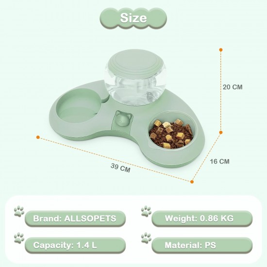 ALLSOPETS Double Bowl Cats 2 in 1 Feeding Bowl Cats Cat Food Bowls with Automatic Water Dispenser Removable Feeding Bowl for Small Dogs Cats Kittens Puppies Rabbits Pink B ALLSOPETS Double Bowl Cats 2 in 1 Feeding Bowl Cats Cat Food Bowls with Automatic Water Dispenser Removable Feeding Bowl for Small Dogs Cats Kittens Puppies Rabbits Pink B