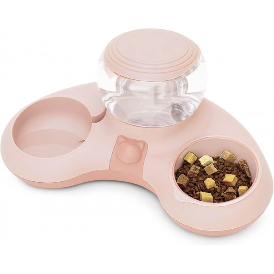 ALLSOPETS Double Bowl Cats 2 in 1 Feeding Bowl Cats Cat Food Bowls with Automatic Water Dispenser Removable Feeding Bowl for Small Dogs Cats Kittens Puppies Rabbits Pink B ALLSOPETS Double Bowl Cats 2 in 1 Feeding Bowl Cats Cat Food Bowls with Automatic Water Dispenser Removable Feeding Bowl for Small Dogs Cats Kittens Puppies Rabbits Pink B