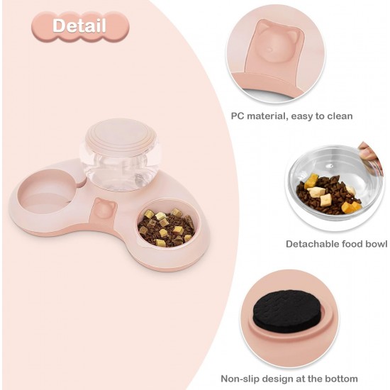 ALLSOPETS Double Bowl Cats 2 in 1 Feeding Bowl Cats Cat Food Bowls with Automatic Water Dispenser Removable Feeding Bowl for Small Dogs Cats Kittens Puppies Rabbits Pink B ALLSOPETS Double Bowl Cats 2 in 1 Feeding Bowl Cats Cat Food Bowls with Automatic Water Dispenser Removable Feeding Bowl for Small Dogs Cats Kittens Puppies Rabbits Pink B