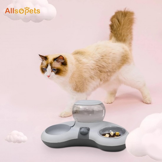 ALLSOPETS Double Bowl Cats 2 in 1 Feeding Bowl Cats Cat Food Bowls with Automatic Water Dispenser Removable Feeding Bowl for Small Dogs Cats Kittens Puppies Rabbits Pink B ALLSOPETS Double Bowl Cats 2 in 1 Feeding Bowl Cats Cat Food Bowls with Automatic Water Dispenser Removable Feeding Bowl for Small Dogs Cats Kittens Puppies Rabbits Pink B
