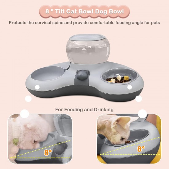 ALLSOPETS Double Bowl Cats 2 in 1 Feeding Bowl Cats Cat Food Bowls with Automatic Water Dispenser Removable Feeding Bowl for Small Dogs Cats Kittens Puppies Rabbits Pink B ALLSOPETS Double Bowl Cats 2 in 1 Feeding Bowl Cats Cat Food Bowls with Automatic Water Dispenser Removable Feeding Bowl for Small Dogs Cats Kittens Puppies Rabbits Pink B
