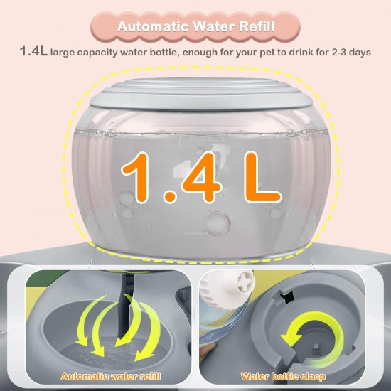 ALLSOPETS Double Bowl Cats 2 in 1 Feeding Bowl Cats Cat Food Bowls with Automatic Water Dispenser Removable Feeding Bowl for Small Dogs Cats Kittens Puppies Rabbits Pink B ALLSOPETS Double Bowl Cats 2 in 1 Feeding Bowl Cats Cat Food Bowls with Automatic Water Dispenser Removable Feeding Bowl for Small Dogs Cats Kittens Puppies Rabbits Pink B