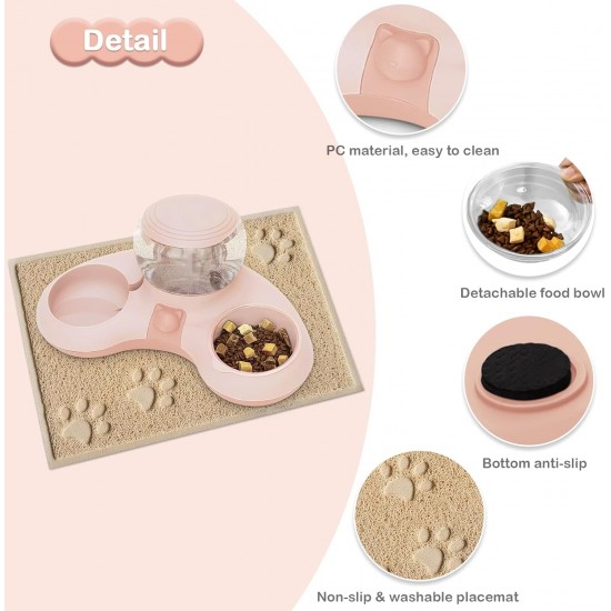 ALLSOPETS Double Bowl Cats 2 in 1 Feeding Bowl Cats Cat Food Bowls with Automatic Water Dispenser Removable Feeding Bowl for Small Dogs Cats Kittens Puppies Rabbits Pink B ALLSOPETS Double Bowl Cats 2 in 1 Feeding Bowl Cats Cat Food Bowls with Automatic Water Dispenser Removable Feeding Bowl for Small Dogs Cats Kittens Puppies Rabbits Pink B