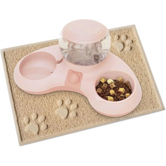 ALLSOPETS Double Bowl Cats 2 in 1 Feeding Bowl Cats Cat Food Bowls with Automatic Water Dispenser Removable Feeding Bowl for Small Dogs Cats Kittens Puppies Rabbits Pink B ALLSOPETS Double Bowl Cats 2 in 1 Feeding Bowl Cats Cat Food Bowls with Automatic Water Dispenser Removable Feeding Bowl for Small Dogs Cats Kittens Puppies Rabbits Pink B