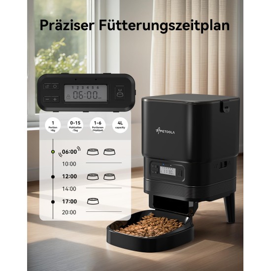 APETDOLA Automatic Cat Feeder, 2.4G WiFi Cat Food with App Control, 4L Automatic Feeder with Battery Operation, 10s Voice Recording, 1-10 Meals for Cats and Dogs, (Black, 2.4G) APETDOLA Automatic Cat Feeder, 2.4G WiFi Cat Food with App Control, 4L Automatic Feeder with Battery Operation, 10s Voice Recording, 1-10 Meals for Cats and Dogs, (Black, 2.4G)