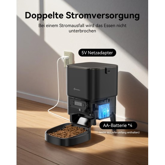 APETDOLA Automatic Cat Feeder, 2.4G WiFi Cat Food with App Control, 4L Automatic Feeder with Battery Operation, 10s Voice Recording, 1-10 Meals for Cats and Dogs, (Black, 2.4G) APETDOLA Automatic Cat Feeder, 2.4G WiFi Cat Food with App Control, 4L Automatic Feeder with Battery Operation, 10s Voice Recording, 1-10 Meals for Cats and Dogs, (Black, 2.4G)