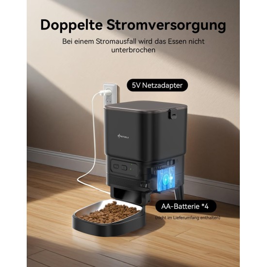 APETDOLA Automatic Cat Feeder, 2.4G WiFi Cat Food with App Control, 4L Automatic Feeder with Battery Operation, 10s Voice Recording, 1-10 Meals for Cats and Dogs, (Black, 2.4G) APETDOLA Automatic Cat Feeder, 2.4G WiFi Cat Food with App Control, 4L Automatic Feeder with Battery Operation, 10s Voice Recording, 1-10 Meals for Cats and Dogs, (Black, 2.4G)