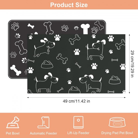 APOMOONS Pack of 2 Dog Bowl Mat, Non-Slip Feeding Mat, Dog/Cat, Feeding Bowl Mat, Absorbent Quick Drying for Pets, Dogs, Cats (29 x 49 cm) APOMOONS Pack of 2 Dog Bowl Mat, Non-Slip Feeding Mat, Dog/Cat, Feeding Bowl Mat, Absorbent Quick Drying for Pets, Dogs, Cats (29 x 49 cm)