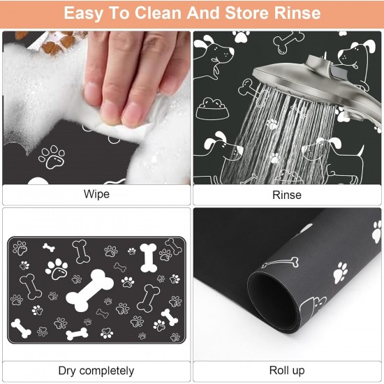 APOMOONS Pack of 2 Dog Bowl Mat, Non-Slip Feeding Mat, Dog/Cat, Feeding Bowl Mat, Absorbent Quick Drying for Pets, Dogs, Cats (29 x 49 cm) APOMOONS Pack of 2 Dog Bowl Mat, Non-Slip Feeding Mat, Dog/Cat, Feeding Bowl Mat, Absorbent Quick Drying for Pets, Dogs, Cats (29 x 49 cm)