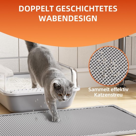 ASOBEAGE Cat Litter Mat: Double Layer Honeycomb Design - Makes Cat Litter Collect and Clean Easier, Waterproof, Scratch and Non-Slip Animal Friendly (61 x 38 cm, Grey, 2 Packs) ASOBEAGE Cat Litter Mat: Double Layer Honeycomb Design - Makes Cat Litter Collect and Clean Easier, Waterproof, Scratch and Non-Slip Animal Friendly (61 x 38 cm, Grey, 2 Packs)