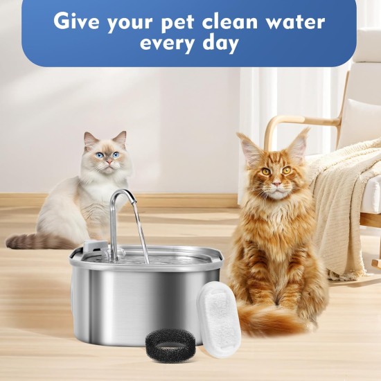 AiQInu Pack of 8 Cat Fountain Filter Set, 4 Pieces Carbon Filters and 4 Pieces Foam Filter, Four Stage Filtering Replacement Filter for 2L/3.2L Stainless Steel Dogs Cats Drinking Fountain AiQInu Pack of 8 Cat Fountain Filter Set, 4 Pieces Carbon Filters and 4 Pieces Foam Filter, Four Stage Filtering Replacement Filter for 2L/3.2L Stainless Steel Dogs Cats Drinking Fountain