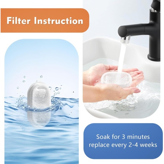 AiQInu Pack of 8 Cat Fountain Filter Set, 4 Pieces Carbon Filters and 4 Pieces Foam Filter, Four Stage Filtering Replacement Filter for 2L/3.2L Stainless Steel Dogs Cats Drinking Fountain AiQInu Pack of 8 Cat Fountain Filter Set, 4 Pieces Carbon Filters and 4 Pieces Foam Filter, Four Stage Filtering Replacement Filter for 2L/3.2L Stainless Steel Dogs Cats Drinking Fountain