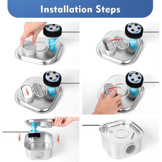 AiQInu Pack of 8 Cat Fountain Filter Set, 4 Pieces Carbon Filters and 4 Pieces Foam Filter, Four Stage Filtering Replacement Filter for 2L/3.2L Stainless Steel Dogs Cats Drinking Fountain AiQInu Pack of 8 Cat Fountain Filter Set, 4 Pieces Carbon Filters and 4 Pieces Foam Filter, Four Stage Filtering Replacement Filter for 2L/3.2L Stainless Steel Dogs Cats Drinking Fountain