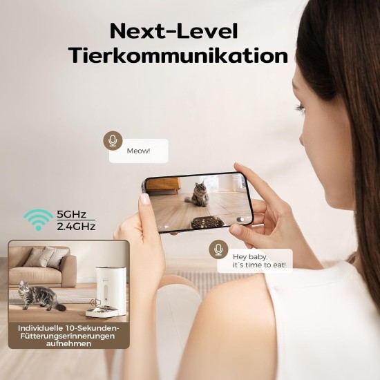 Amicura F1 Pro Automatic Feeder with 2K Camera and 2.4G/5G Dual WiFi, 4.5L Automatic Feeder with 160° Night Vision, Anti-Blockade System, Triple Fresh Protection & App Control for Cats Amicura F1 Pro Automatic Feeder with 2K Camera and 2.4G/5G Dual WiFi, 4.5L Automatic Feeder with 160° Night Vision, Anti-Blockade System, Triple Fresh Protection & App Control for Cats