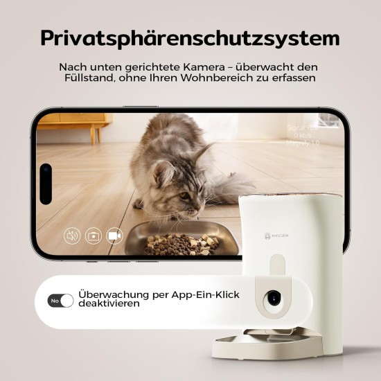 Amicura F1 Pro Automatic Feeder with 2K Camera and 2.4G/5G Dual WiFi, 4.5L Automatic Feeder with 160° Night Vision, Anti-Blockade System, Triple Fresh Protection & App Control for Cats Amicura F1 Pro Automatic Feeder with 2K Camera and 2.4G/5G Dual WiFi, 4.5L Automatic Feeder with 160° Night Vision, Anti-Blockade System, Triple Fresh Protection & App Control for Cats